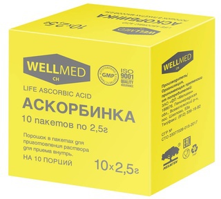 Аскорбинка Life Ascorbic acid пор д/р-ра д/внут пр 2,5г N10 пак ПК